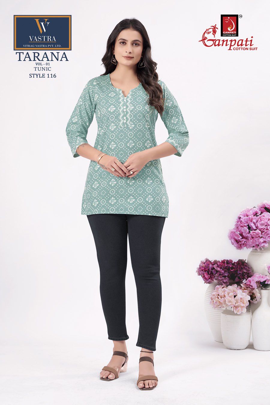 Ganpati Tarana Vol 1 Casual Wear Cotton Printed Short Tops Collection